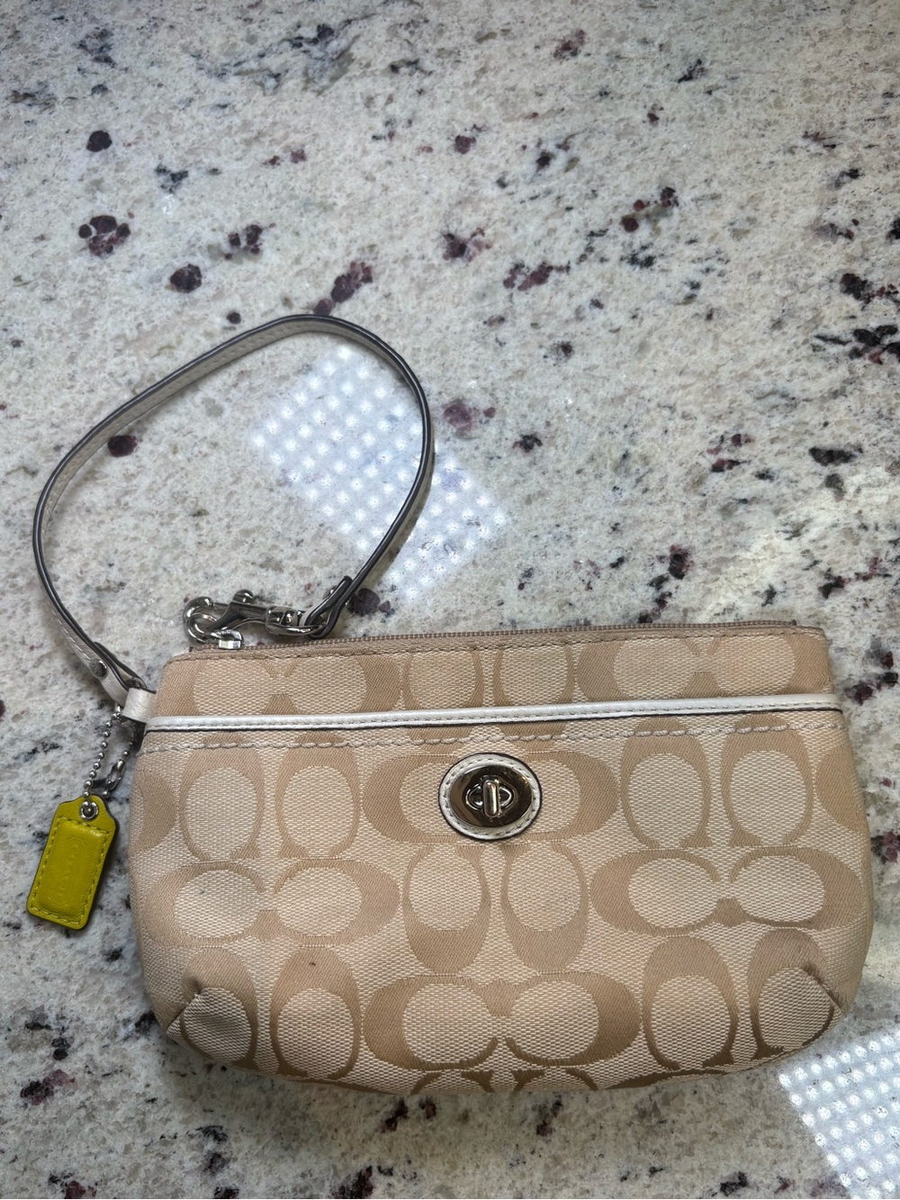 Coach Park Signature Wristlet Beige
